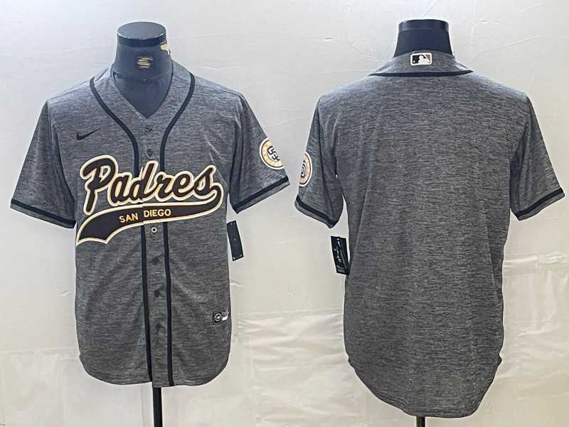 Men%27s San Diego Padres Blank Grey Gridiron Cool Base Stitched Baseball Jersey